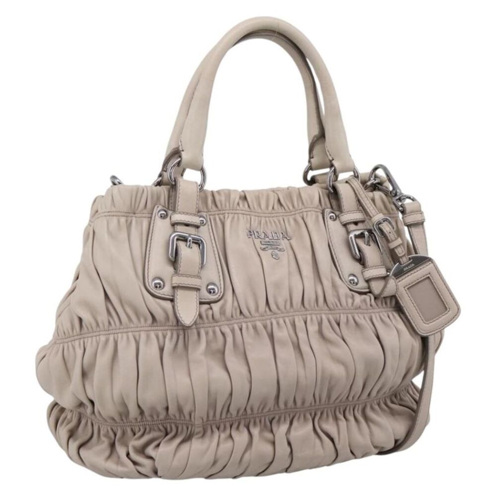 Prada Gaufre Convertible Nappa Leather Beige Leather Tote Bag Bag